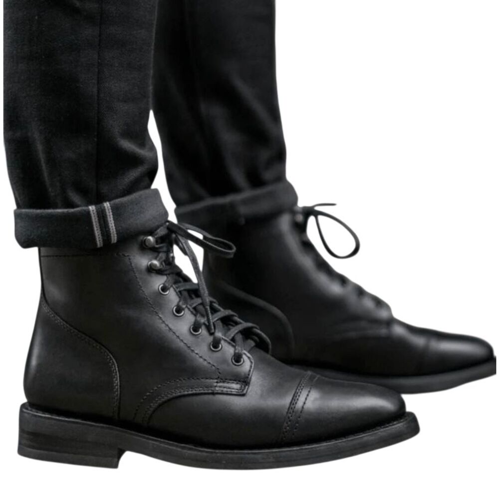 THURSDAY BOOT CO Captain Lace-Up Black Leather Boot Size 9.5
